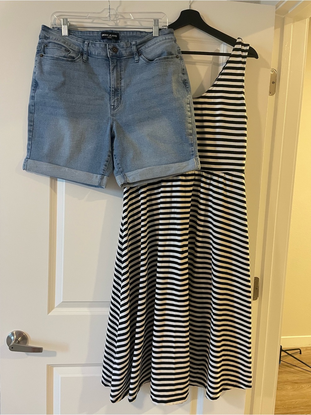 Who What Wear Black and White Striped dress L + DKNY Jeans 10/L